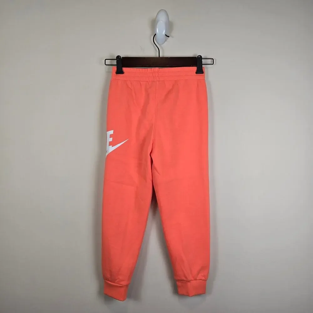Nike Sportswear Club Fleece Kids Size 7 Joggers Sweatpants Light Wild Mango